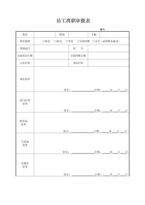 员工离职审批表