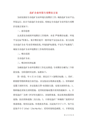 选矿企业环保专项整治方案