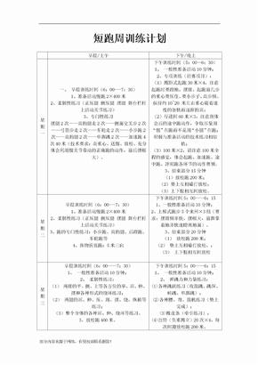 短跑周训练计划表格版