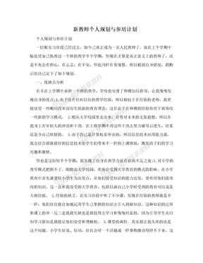 新教师个人规划与参培计划