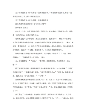 关于尝试的作文400字：那是一次勇敢的尝试_一次勇敢的尝试作文,那是一次勇敢尝试作文,作文那一次勇敢的尝试