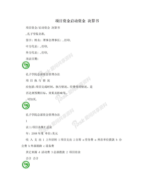 　项目资金启动资金 决算书