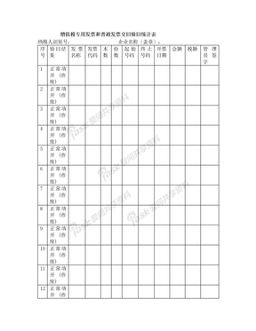 增值税专用发票和普通发票交旧验旧统计表