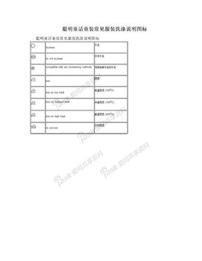 聪明童话童装常见服装洗涤说明图标