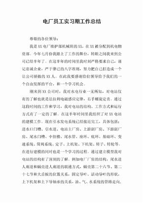 电厂员工实习期工作总结[范本]