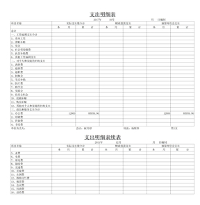 支出明细表模板