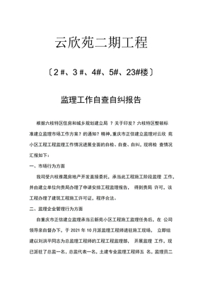 监理工作自查自纠报告