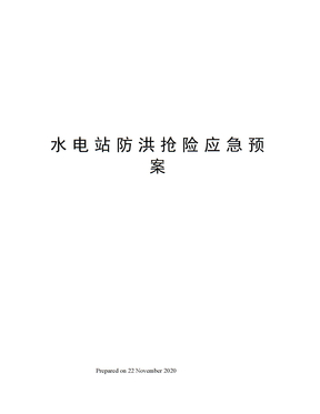 水电站防洪抢险应急预案