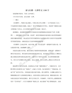 说与红楼一大梦作文1300字