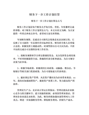 财务下一步工作计划打算