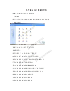 仓库报表-ERP作业指导书