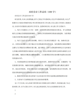 应付会计工作总结（600字）