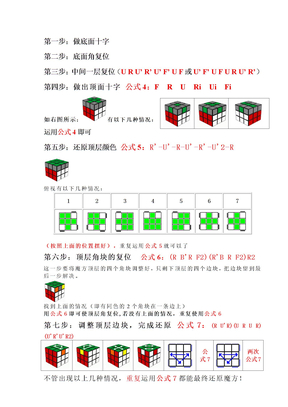 魔方口诀(超好_5个公式而已)