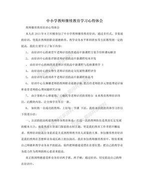 中小学教师继续教育学习心得体会