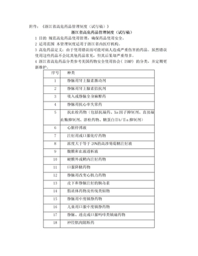 浙江省高危药品管理制度(试行稿)