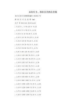 未注尺寸、形位公差的公差值