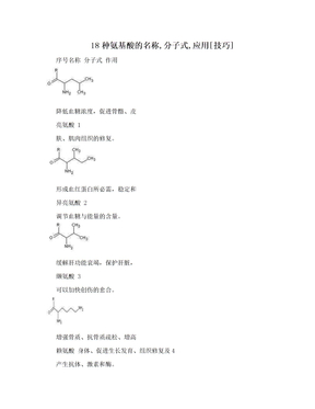 18种氨基酸的名称,分子式,应用[技巧]