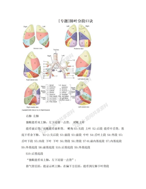 [专题]肺叶分段口诀