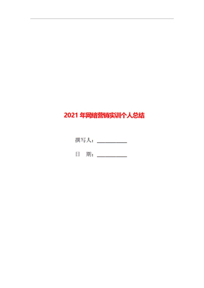 2021年网络营销实训个人总结