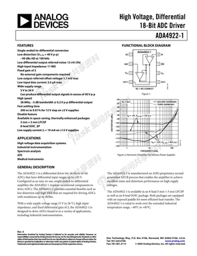 ADA4922-1高压差分ADC驱动器