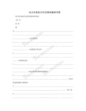 电力企业综合应急预案编制导则