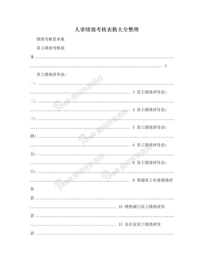 人事绩效考核表格大全整理