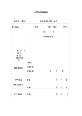 知名地产合同变更审核表