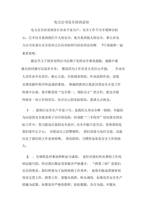 2020年电力公司安全培训总结