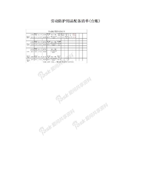 劳动防护用品配备清单(台账)