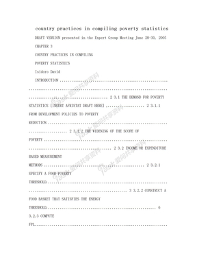 country practices in compiling poverty statistics