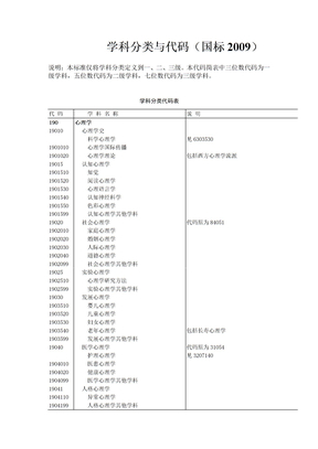 学科分类与代码（国标2009）