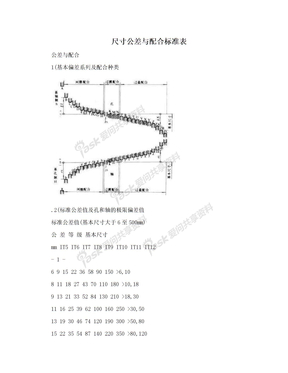 尺寸公差与配合标准表