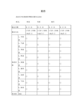 高血压中医健康管理随访表