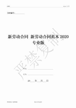新劳动合同 新劳动合同范本2020专业版-(优质文档)