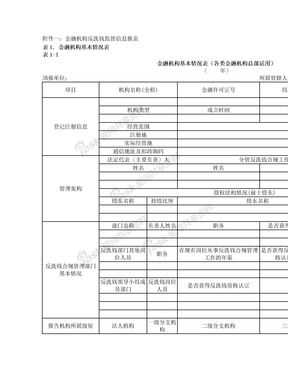 金融机构反洗钱监管信息报表