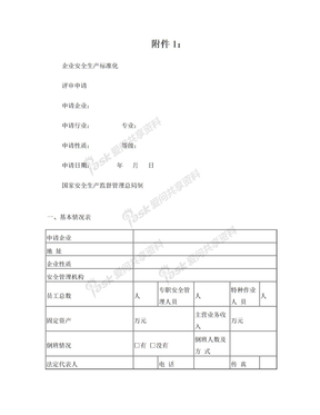 企业安全生产标准化评审表