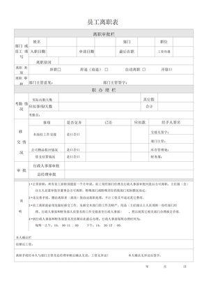 (完整word版)离职表模板