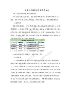 彭水县总部经济优惠政策方案