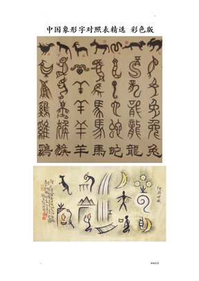 中国象形字对照表