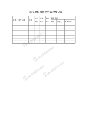 机关单位密级文件管理登记表