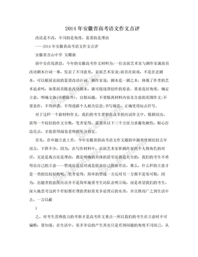 2014年安徽省高考语文作文点评