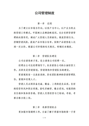 销售公司管理制度