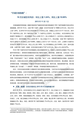 2013年10月中国房地产指数系统百城价格指数报告