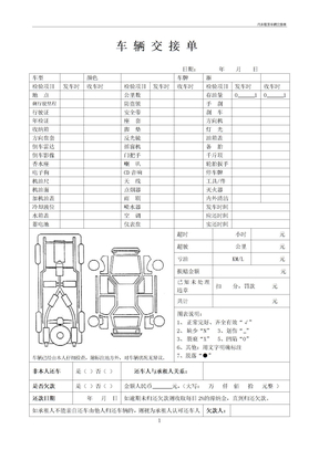 汽车租赁车辆交接单