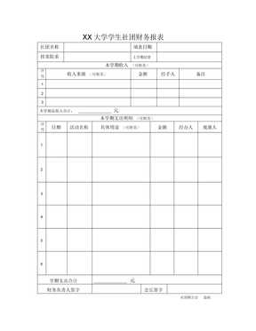 社团财务报表