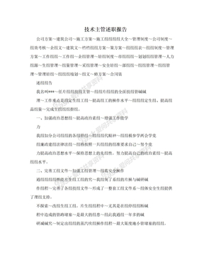 技术主管述职报告