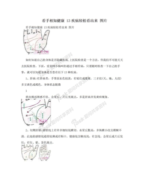 看手相知健康 13疾病轻松看出来 图片