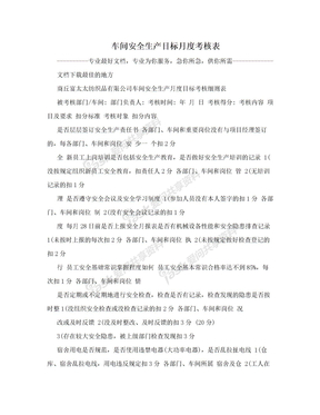 车间安全生产目标月度考核表