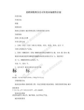 某跨国饮料分公司年度市场销售计划