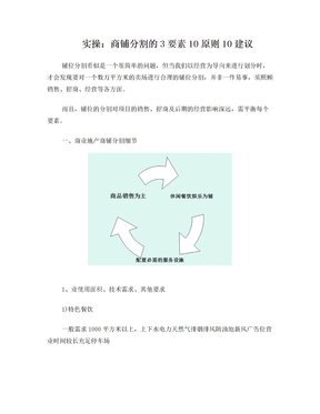 商铺分割的3要素10原则10建议